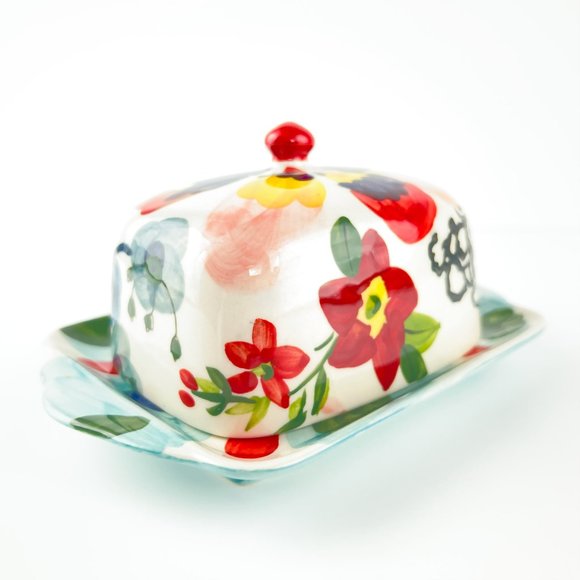 Anthropologie Dining Anthropologie Painted Amaryllis Floral Hand